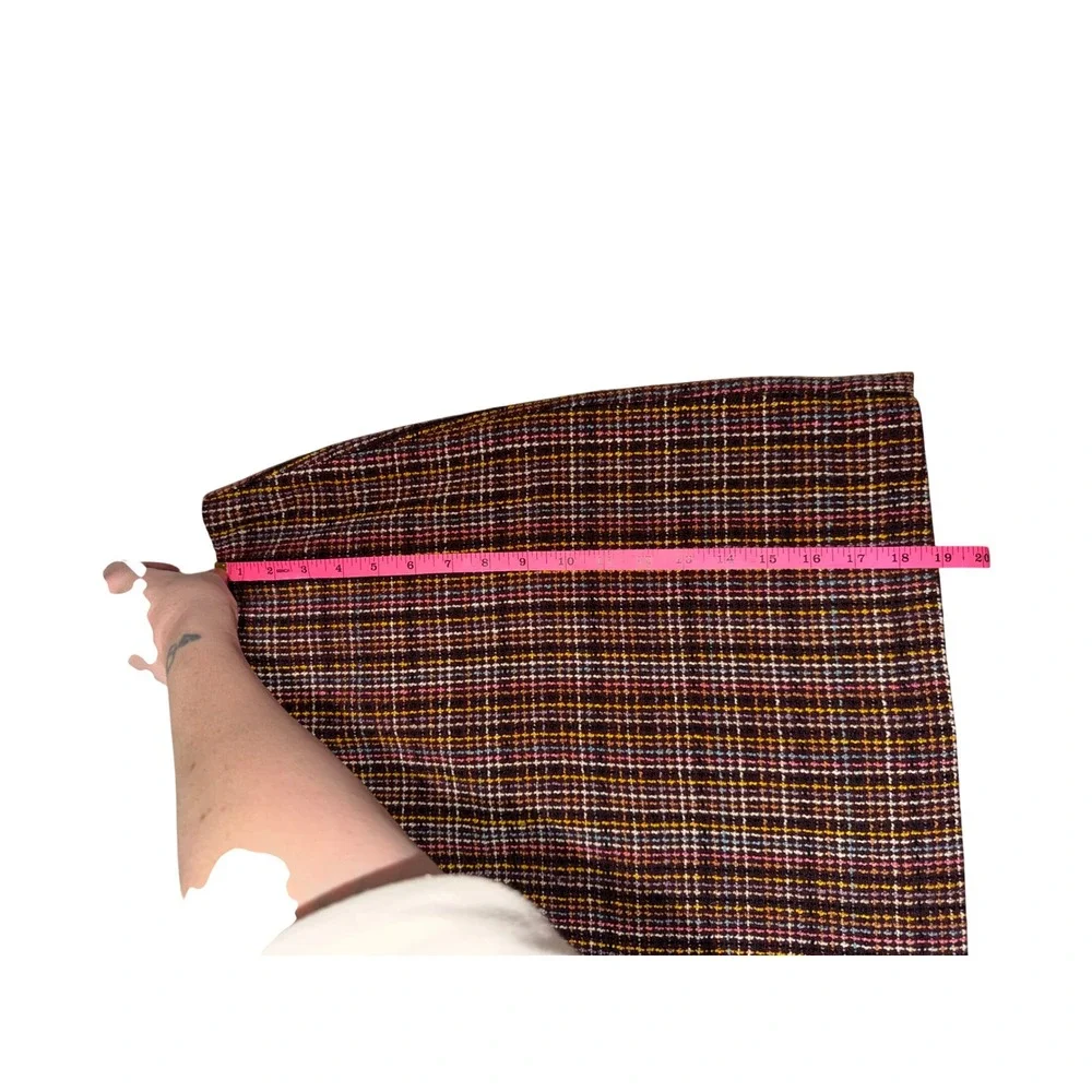 Loft Outlet Burgundy Plaid Tweed Mini Skirt Womens Size 2 Side‎ Zip Lined Fall